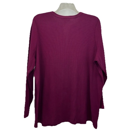 Woman Within Embroidered Top Blouse Size 2X 26/28 Pink Waffle Knit Long Sleeve - Picture 2 of 8